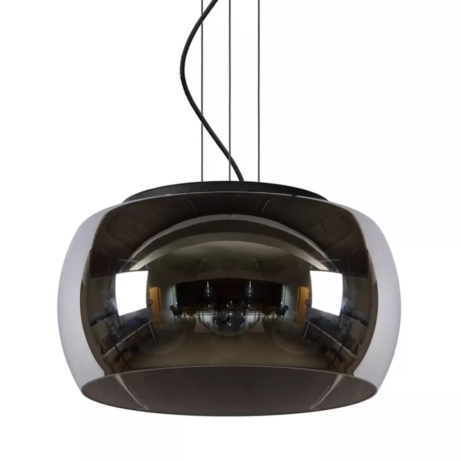 Eettafellampen | Eetkamerverlichting>Straluma Hanglamp zwart + smoke glas 40cm