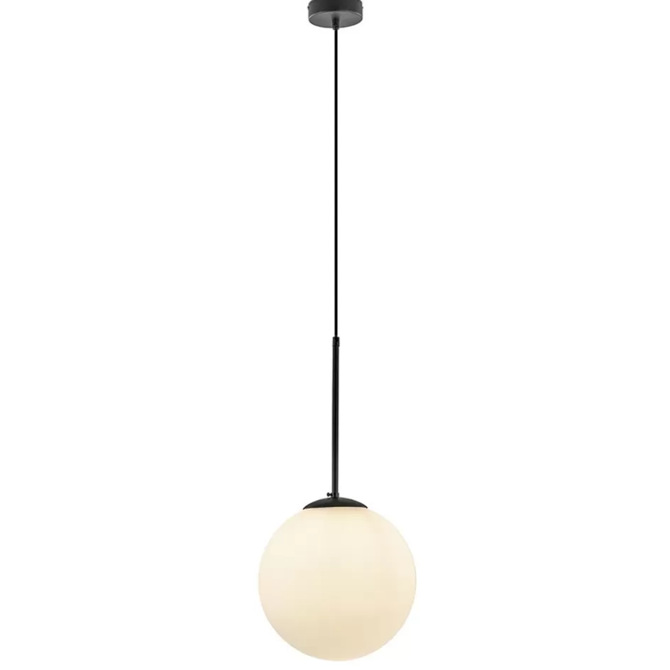 Keukenverlichting | Eetkamerverlichting>Straluma Hanglamp zwart met opaal wit glas 30 cm