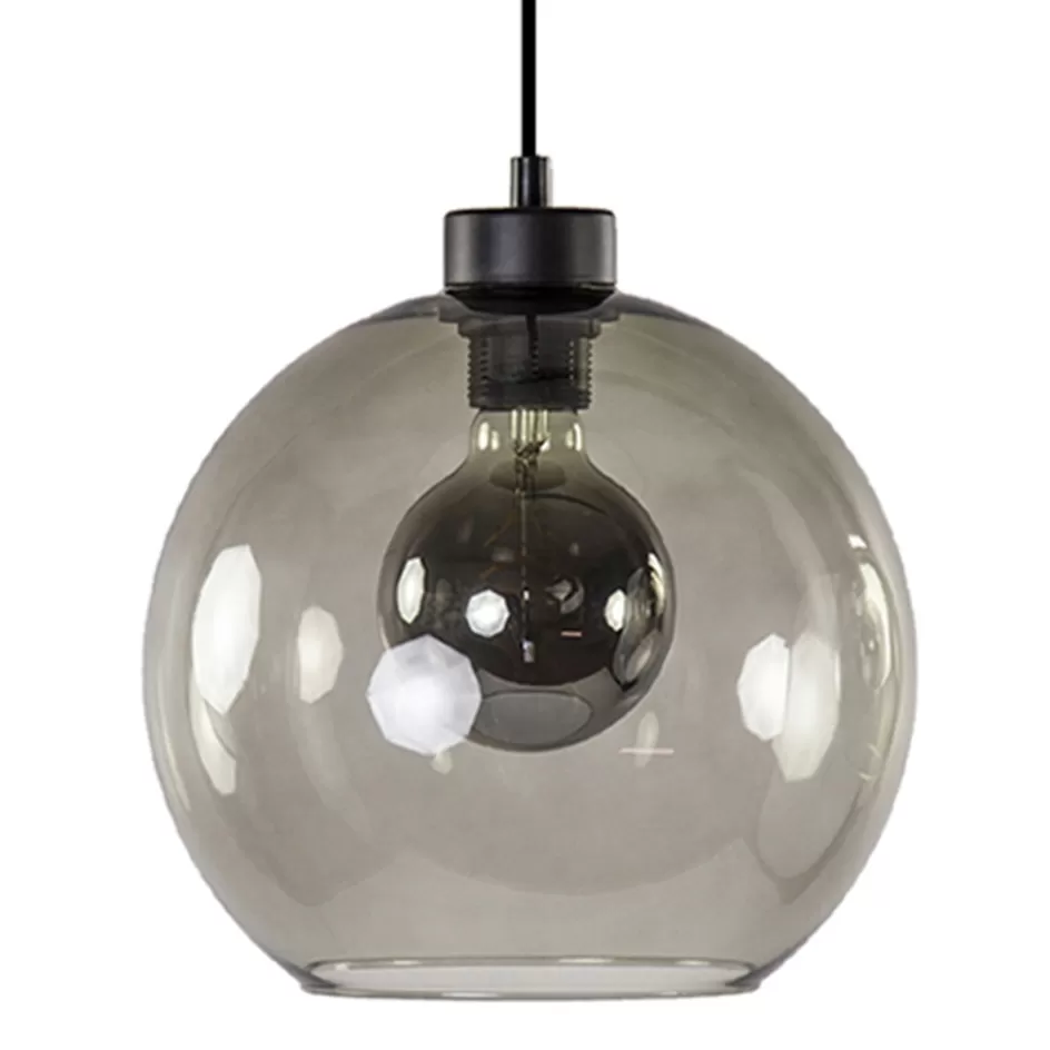 Nachtkastlampen | Pendel Lampen>Straluma Hanglamp zwart met smoke glas 25cm