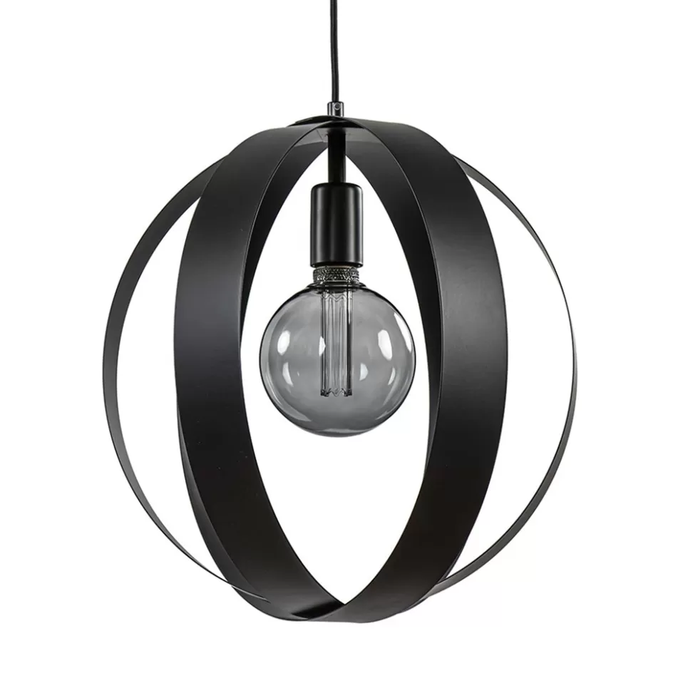 Hanglampen | Industriële Verlichting>Straluma Hanglamp zwart metalen ringen 40 cm