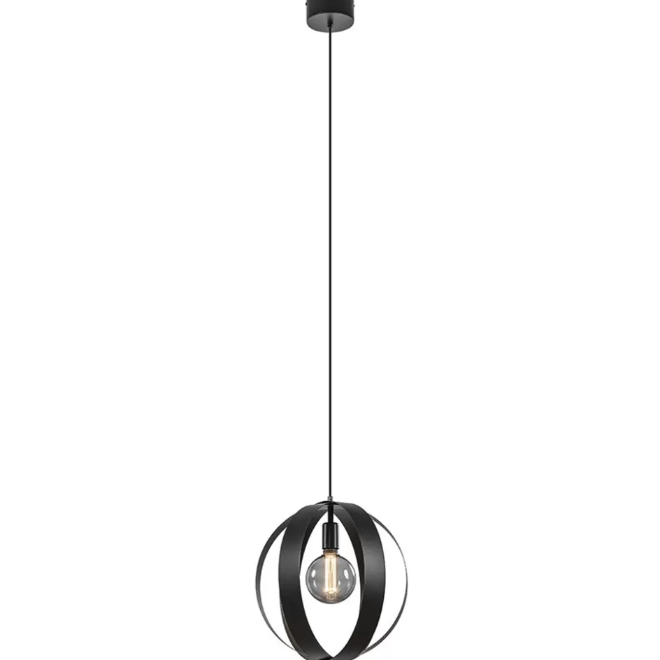 Hanglampen | Industriële Verlichting>Straluma Hanglamp zwart metalen ringen 40 cm