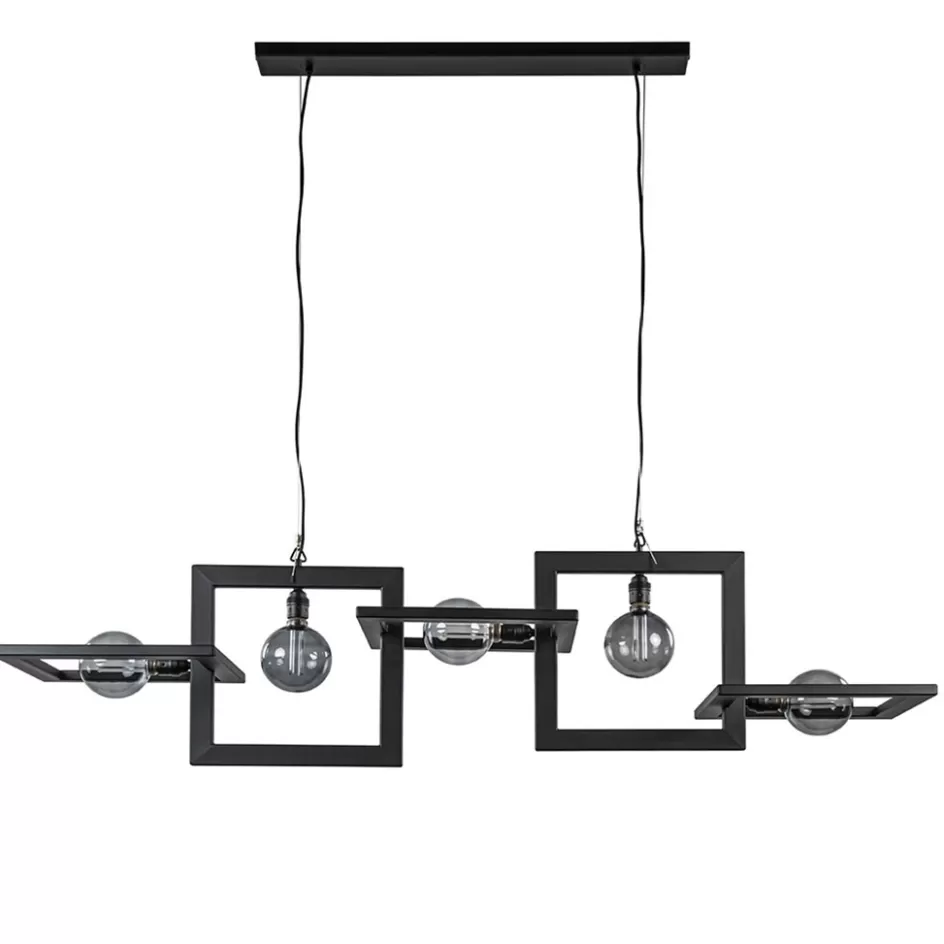 Eettafellampen | Keukenverlichting>Straluma Industriële hanglamp mat zwart metalen frame