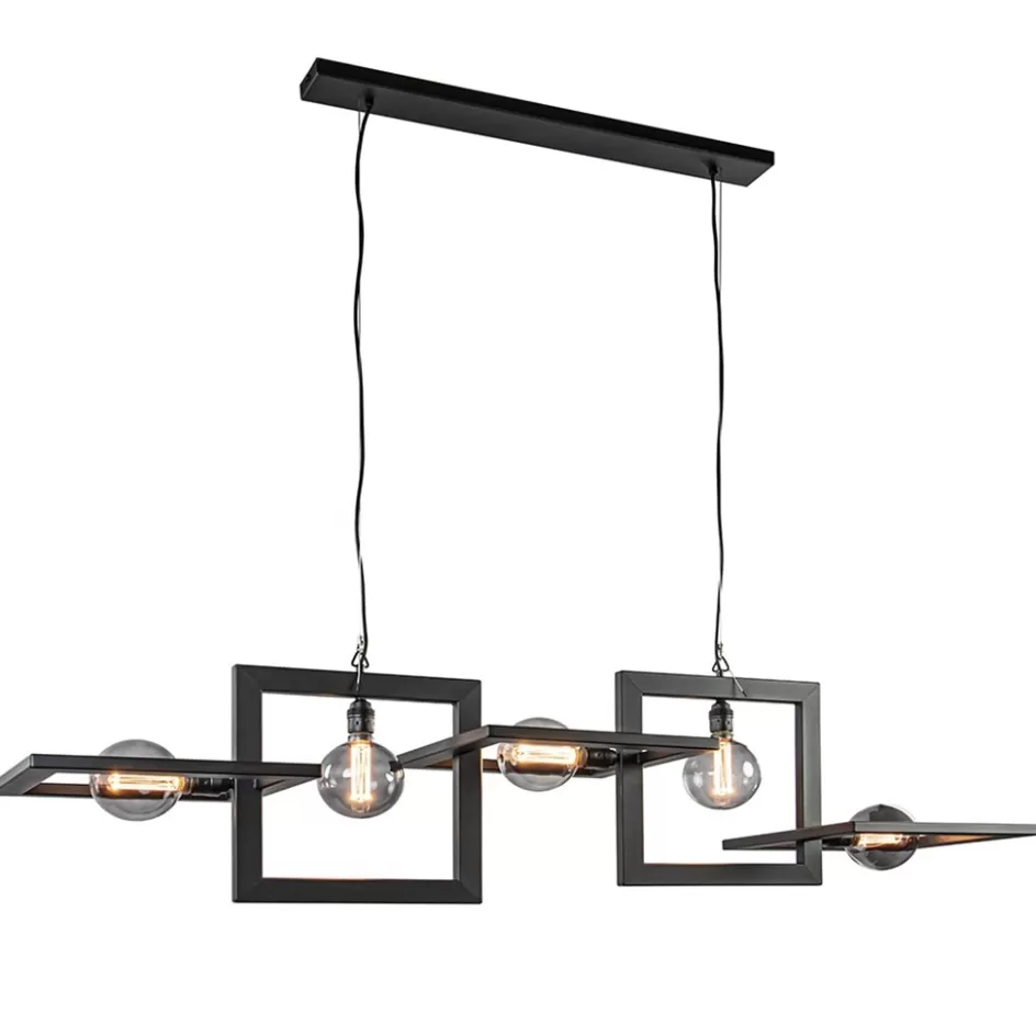 Eettafellampen | Keukenverlichting>Straluma Industriële hanglamp mat zwart metalen frame