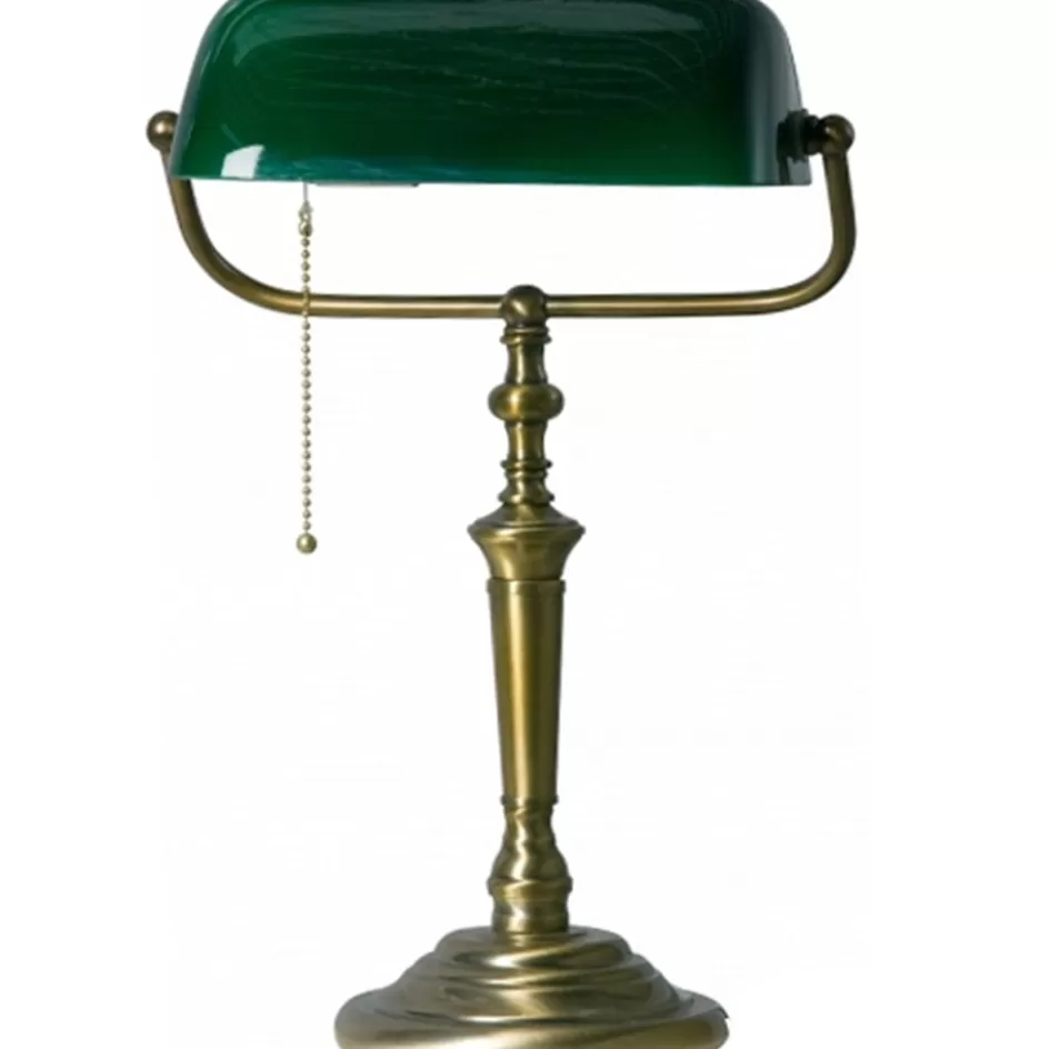 Bureaulampen | Leeslampen>Straluma Klassieke bankierslamp groen met Brons