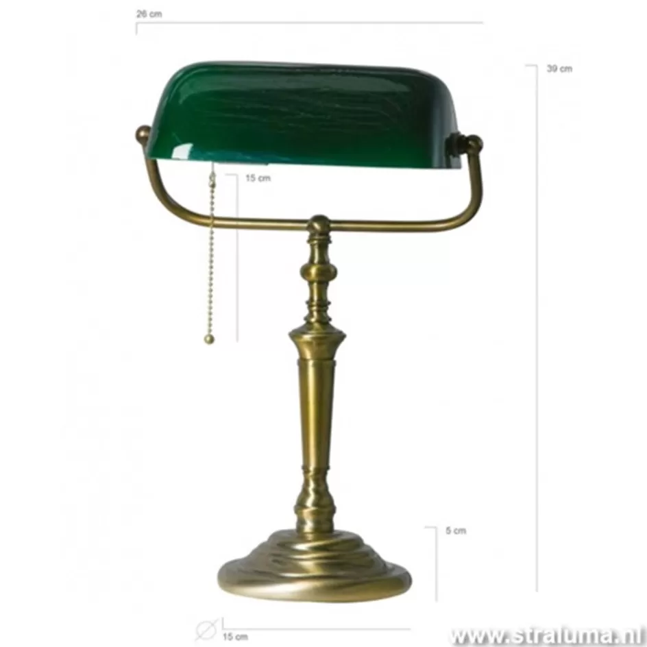 Bureaulampen | Leeslampen>Straluma Klassieke bankierslamp groen met Brons