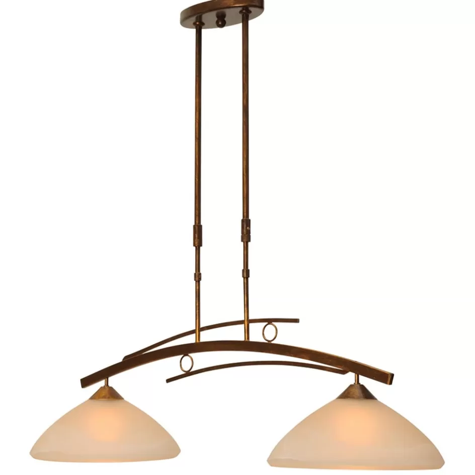 Eettafellampen | Keukenverlichting>Straluma Klassieke hanglamp Bolzano brons amber