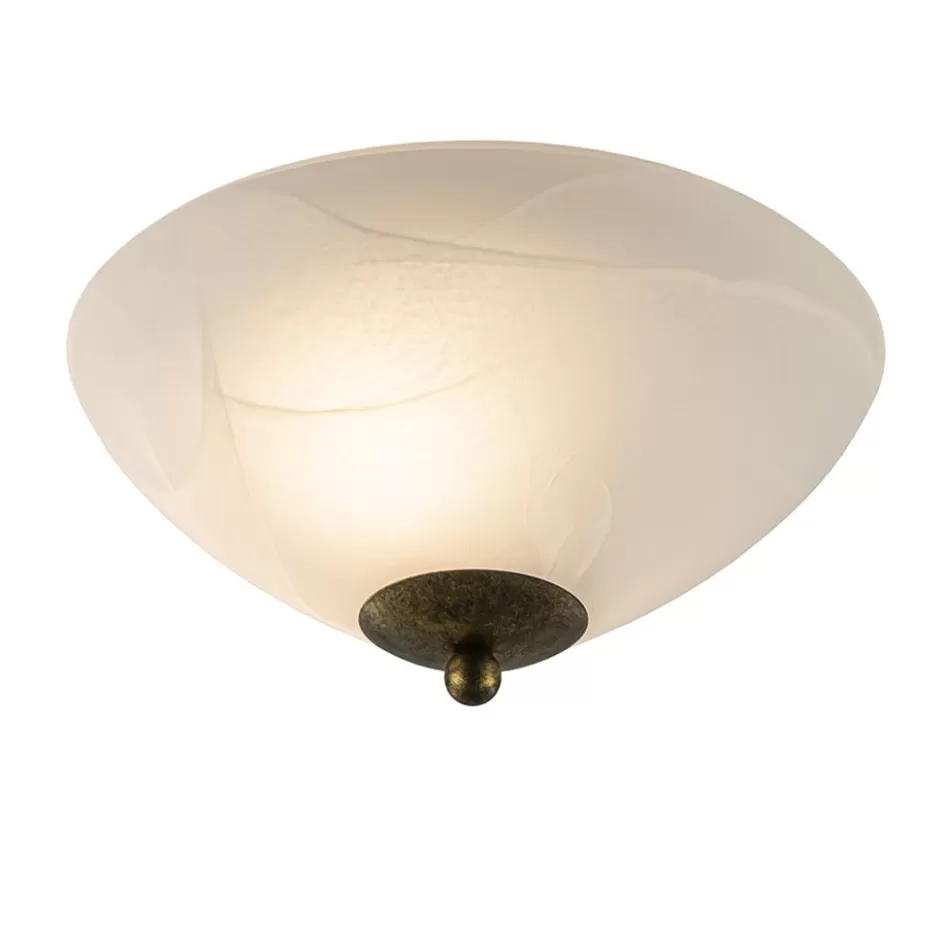 Plafonnières | Keukenverlichting>Straluma Klassieke plafondlamp gevlamd glas met brons 30 cm