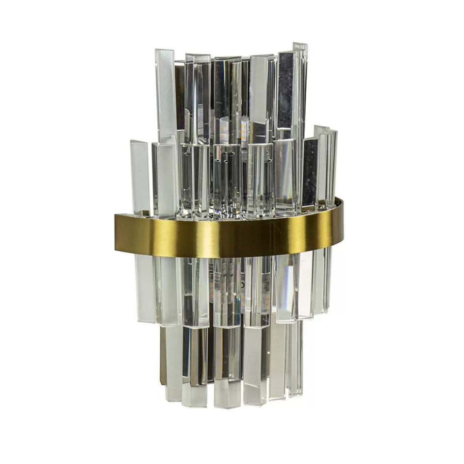 Wandlampen | Klassieke Verlichting>Straluma Klassieke wandlamp brushed brass met helder kristal