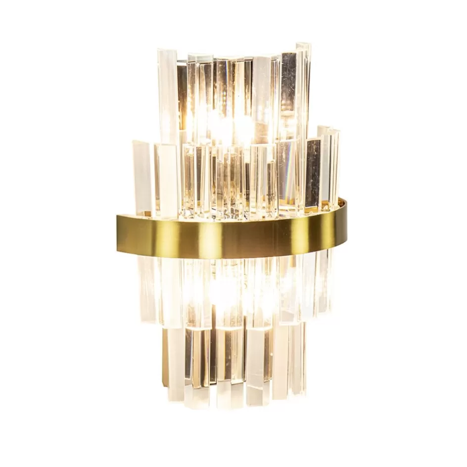 Wandlampen | Klassieke Verlichting>Straluma Klassieke wandlamp brushed brass met helder kristal