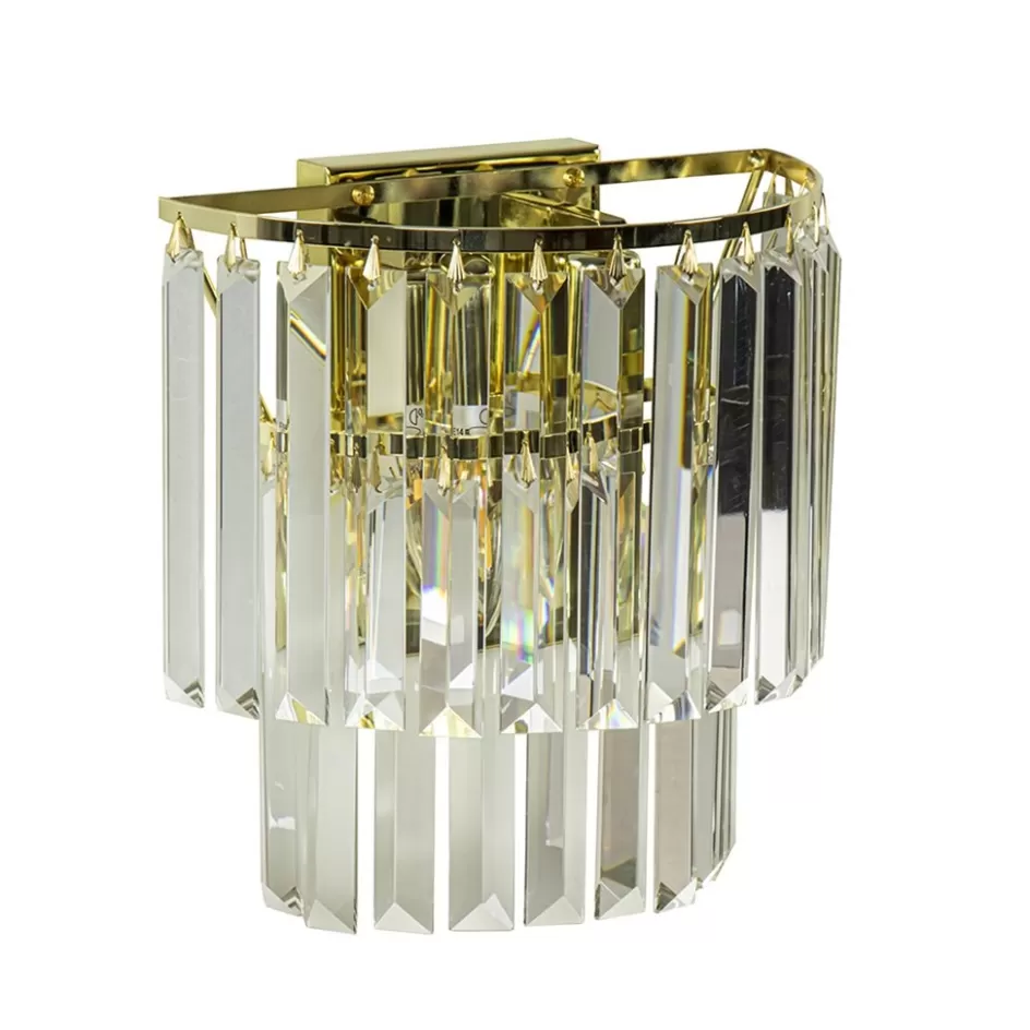 Wandlampen | Klassieke Verlichting>Straluma Klassieke wandlamp goud met helder glazen pegels