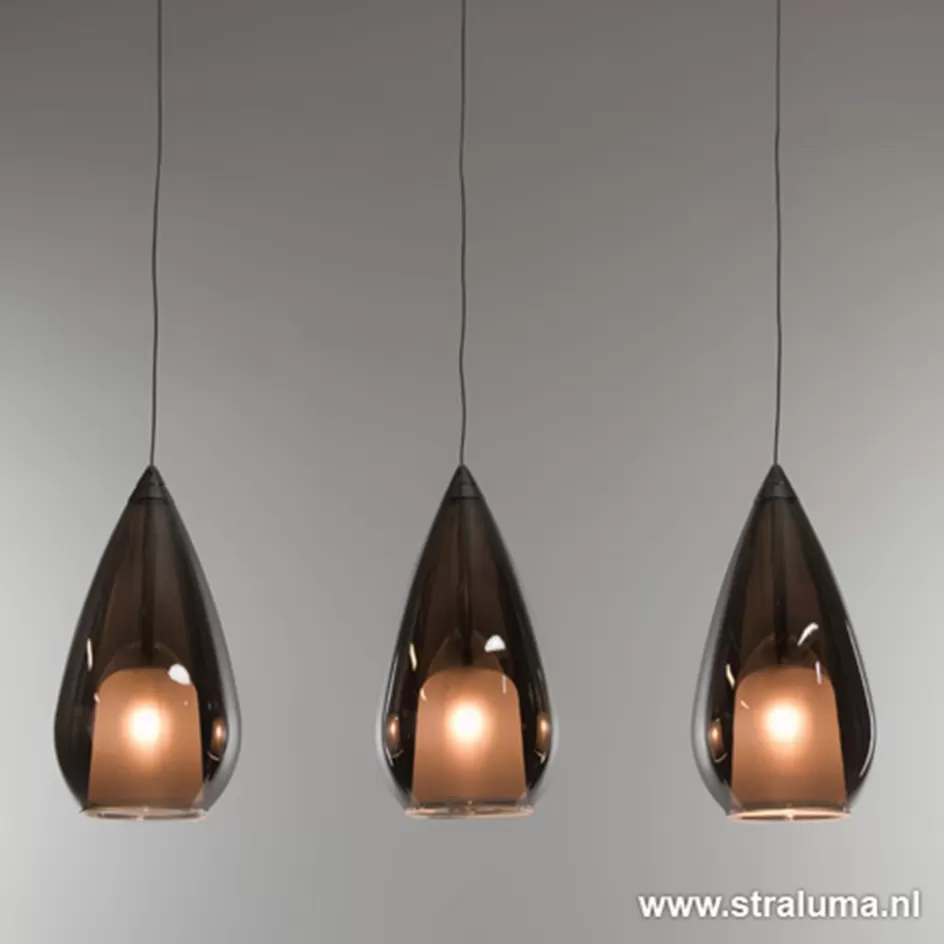 Eettafellampen | Woonkamerlampen>Straluma Kleine eettafel hanglamp glas 'Smoke'