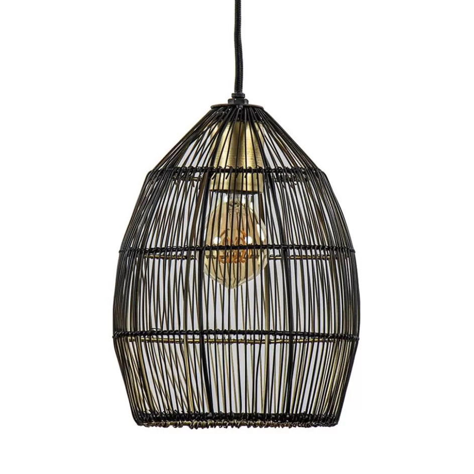 Draadlampen | Light and Living>Straluma Kleine hanglamp Meya zwart met goud draad