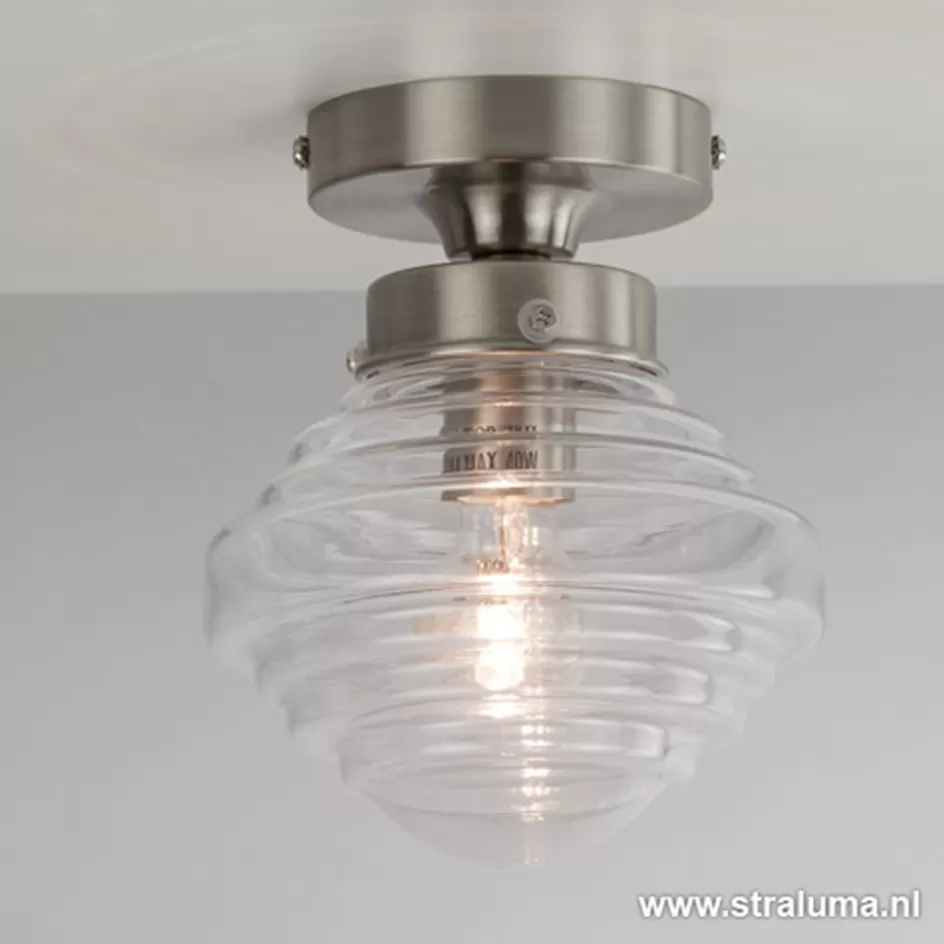 Plafonnières | Keukenverlichting>Straluma Kleine stalen plafondlamp glas helder