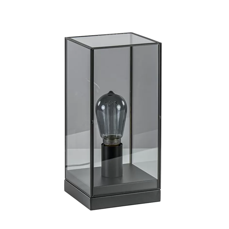 Tafellampen | Light and Living>Straluma Kleine tafellamp Askjer zwart met smoke glas