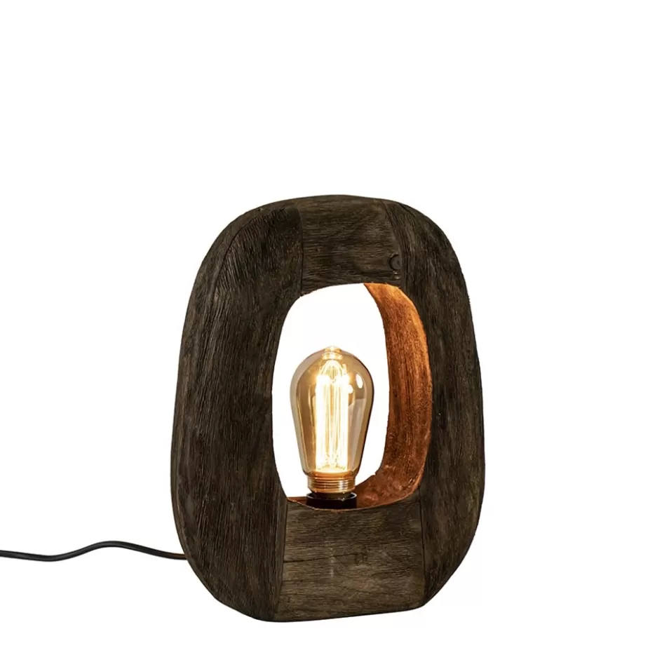 Light and Living | Woonkamerlampen>Straluma Kleine tafellamp Kelafo hout chocolade bruin