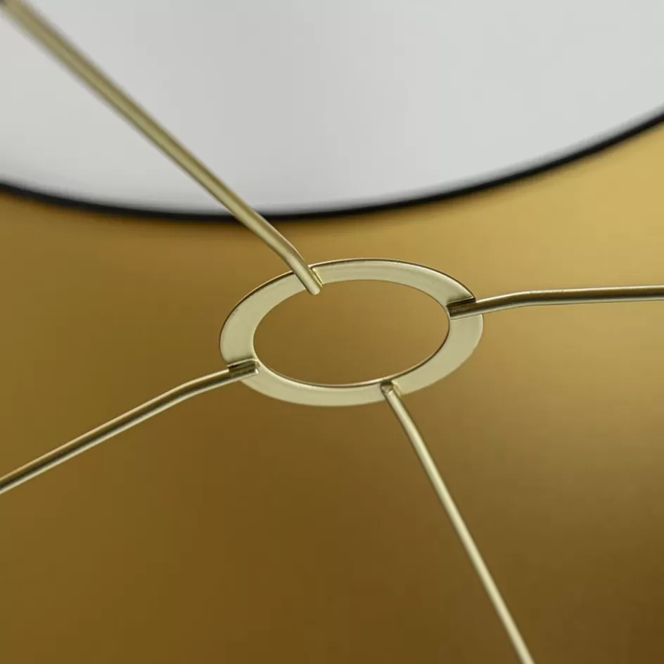 Lampenkappen | Landelijke Verlichting>Straluma Lampenkap zwart/goud cilinder met gouden binnenzijde, hoogte 20cm, Ø 35cm, warm omgeslagen