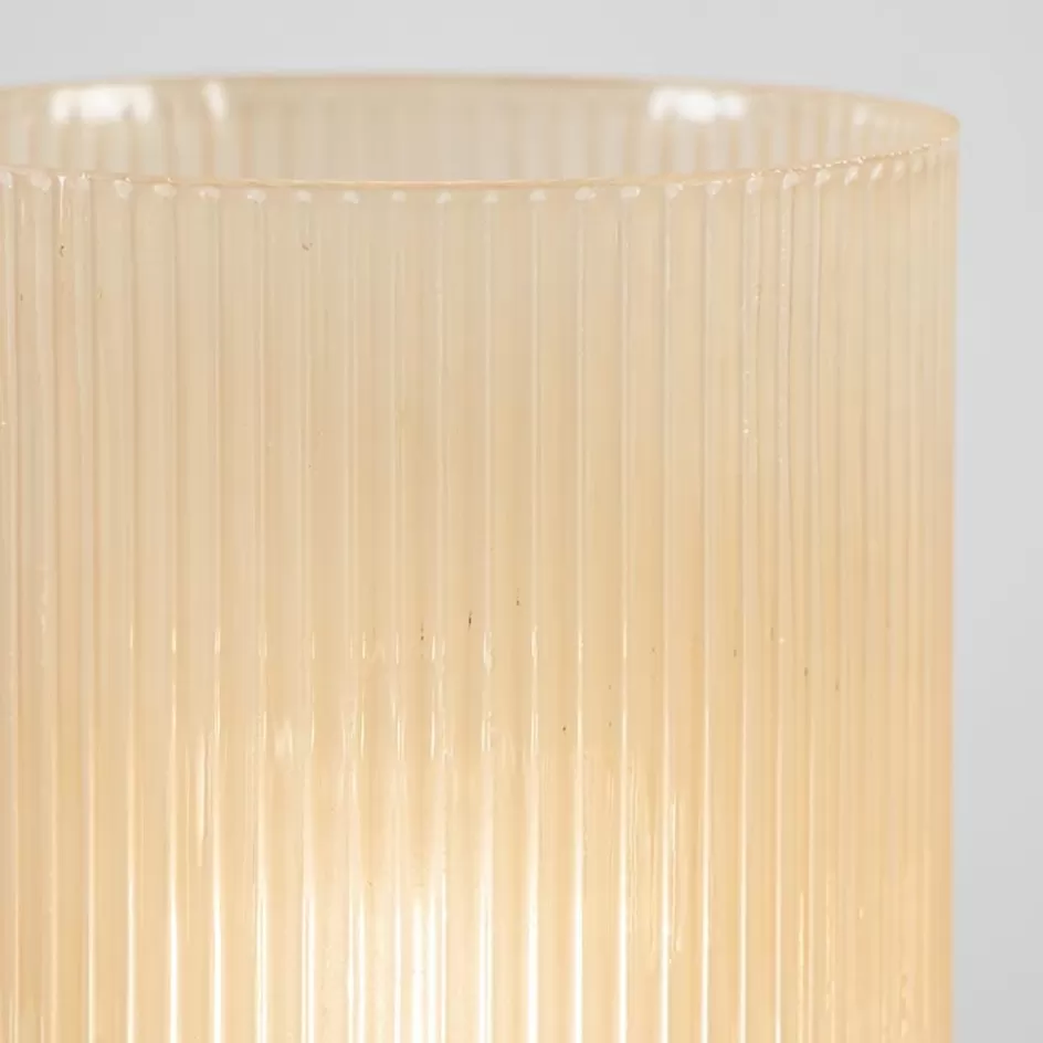 Tafellampen | Light and Living>Straluma L&L grote ribglas tafellamp peach op batterijen Phoebe