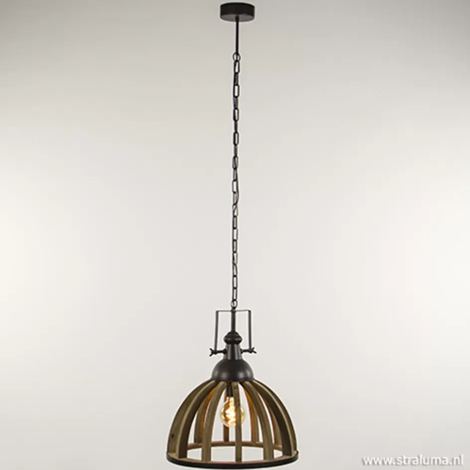 Light and Living | Woonkamerlampen>Straluma Landelijk hanglamp Djem hout/zink