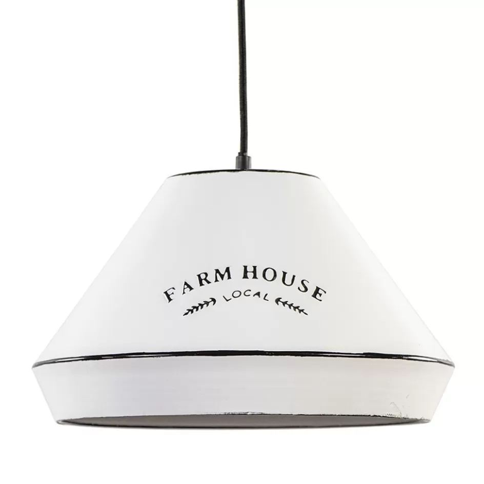 Tienerkamerlampen | Slaapkamerlampen>Straluma Landelijke hanglamp farm house wit met zwart Ø32 cm