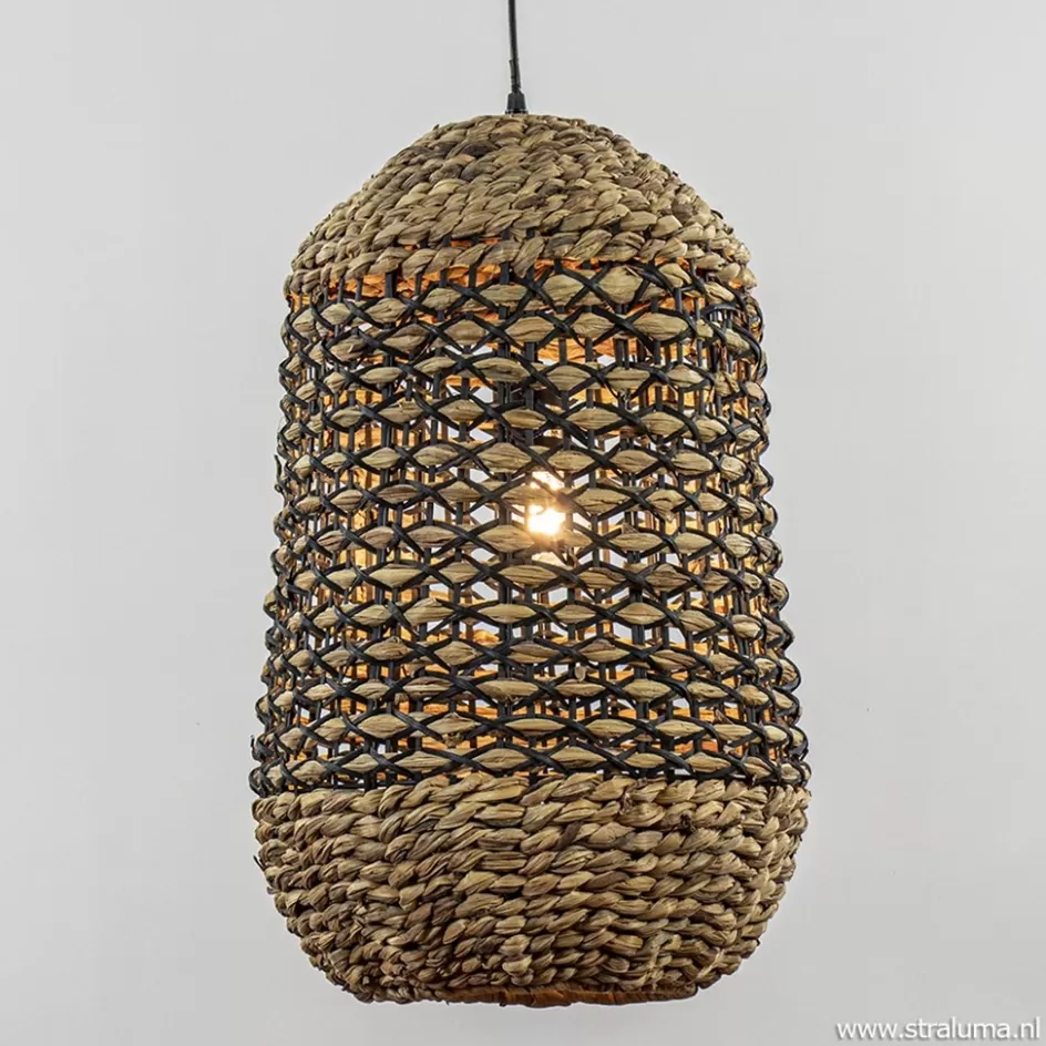 Light and Living | Keukenverlichting>Straluma Landelijke hanglamp Tripoli rotan met zwart