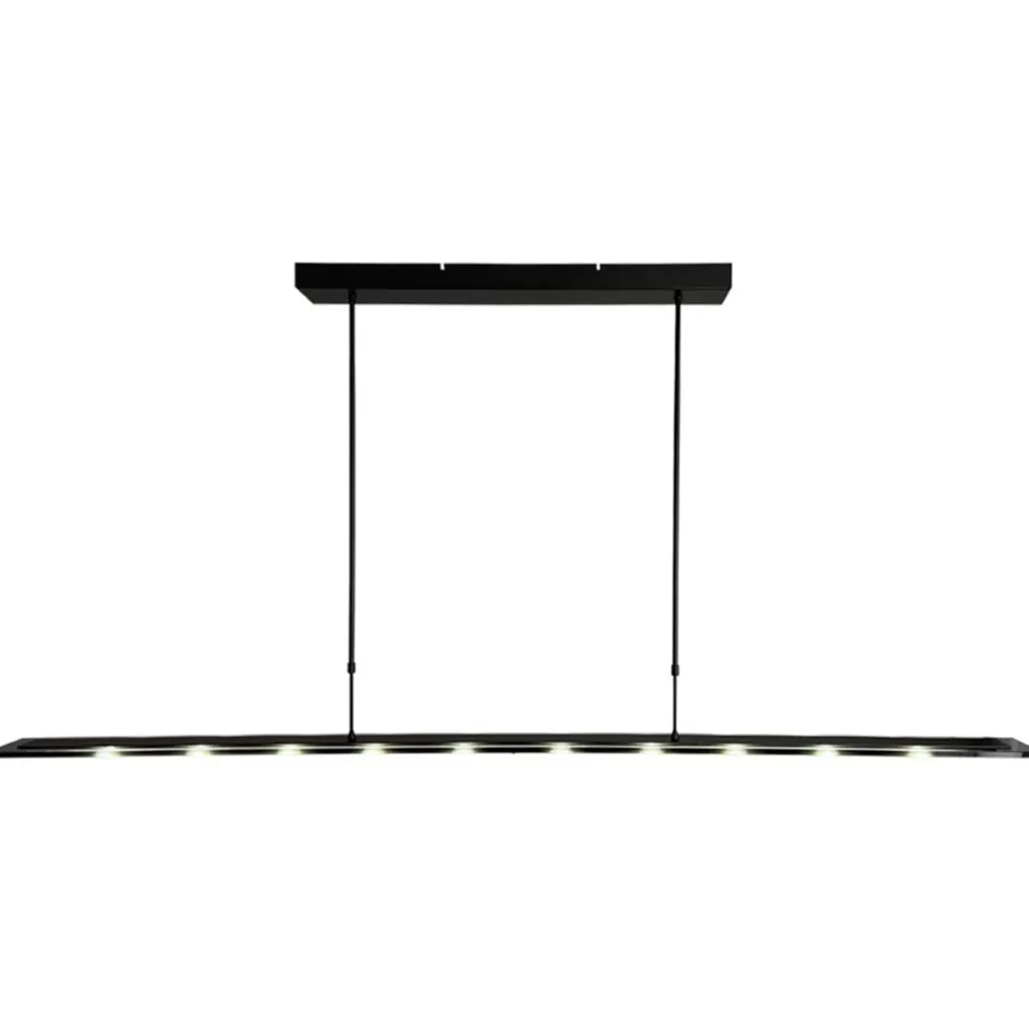 Hanglampen | Eettafellampen>Straluma Langwerpige LED hanglamp zwart met smoke glas 170 cm