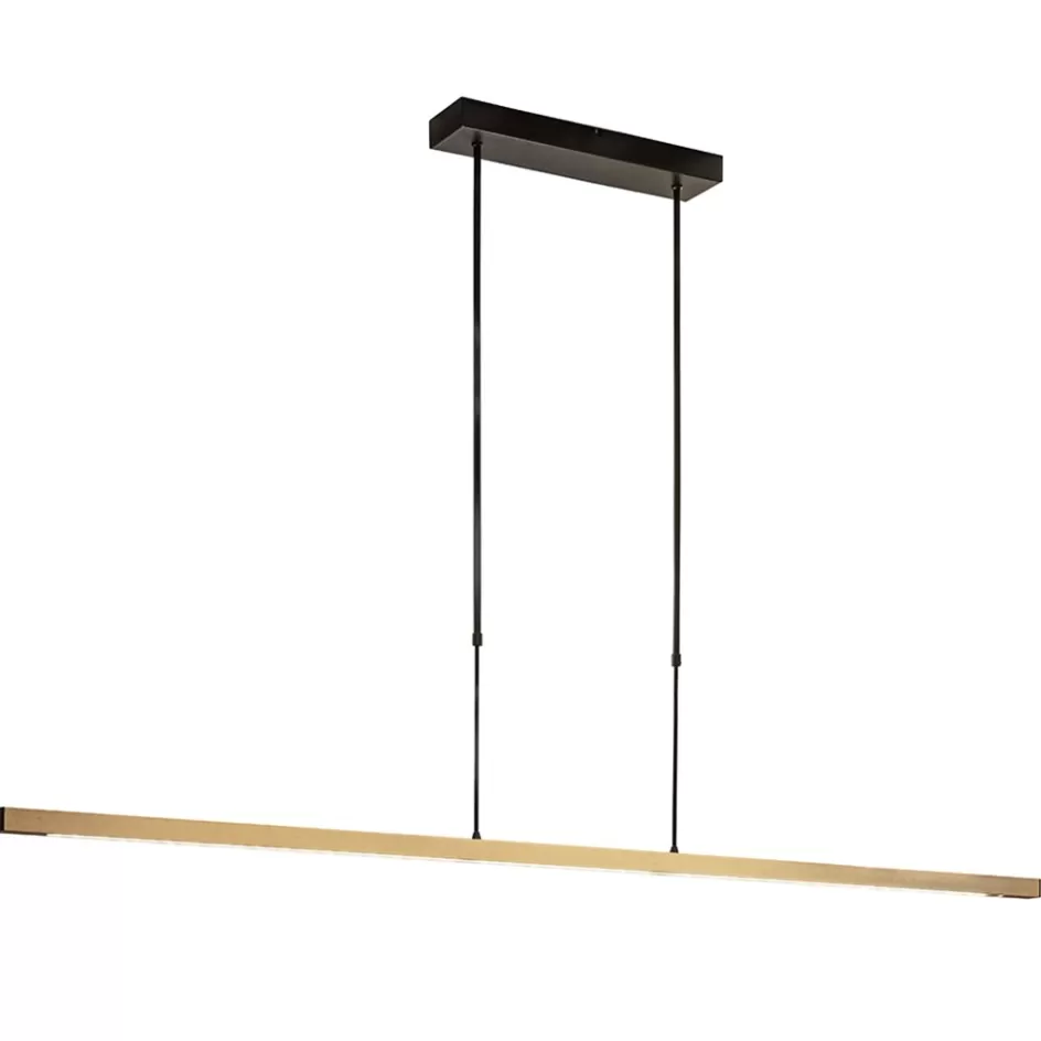 Hanglampen | Eettafellampen>Straluma LED hanglamp aluminium mat zwart met mat goud dimbaar