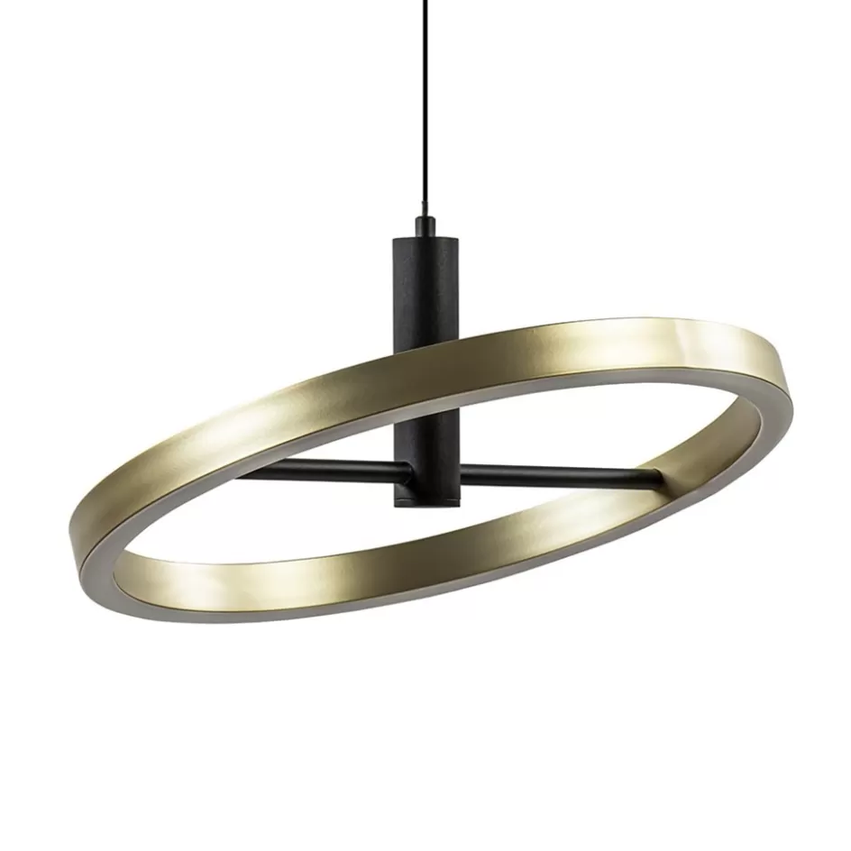 Hanglampen | Eetkamerverlichting>Straluma LED hanglamp Circle zwart/goud 3-standen dimbaar