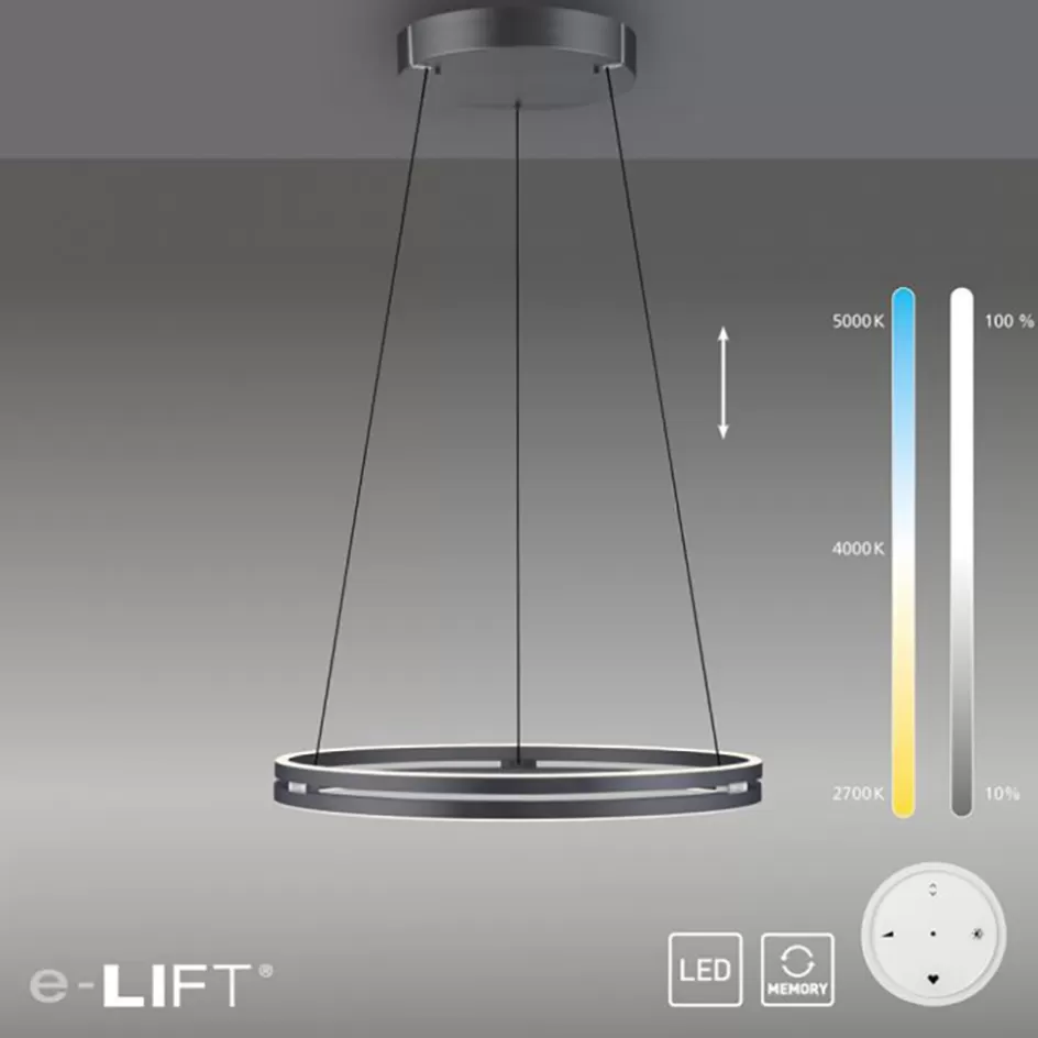 Hanglampen | Eettafellampen>Straluma LED hanglamp grijs met E-Lift functie