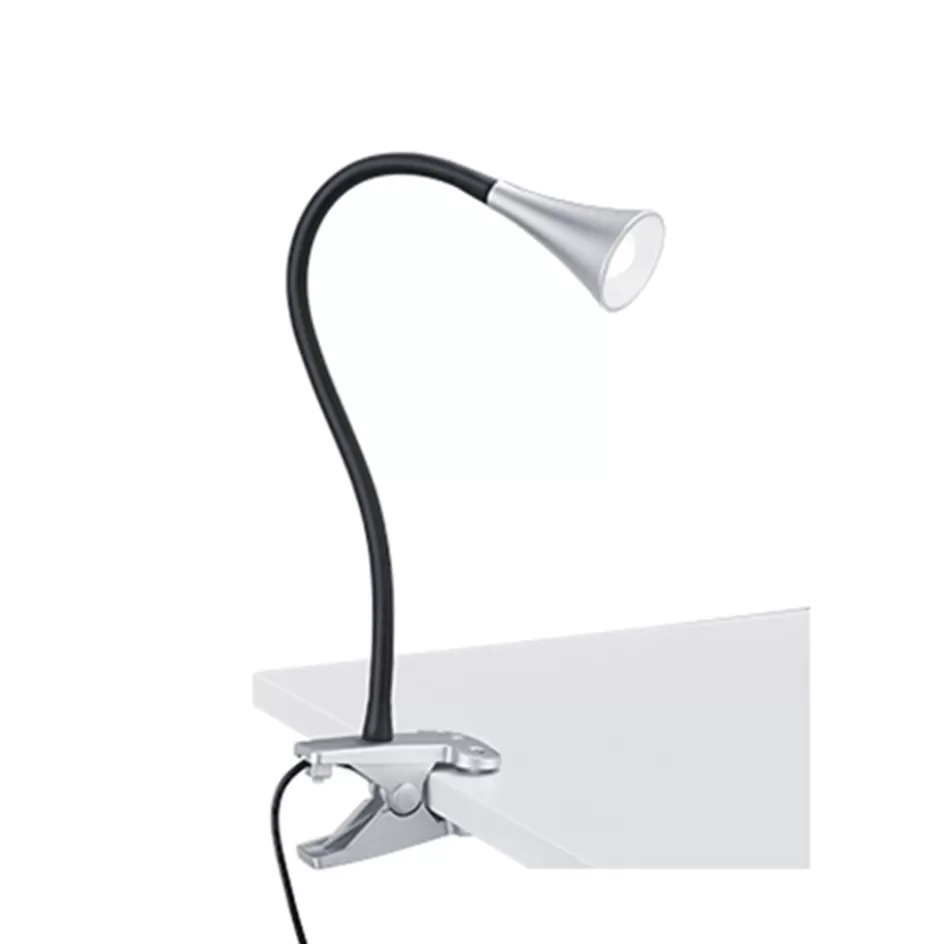 Bedlampjes | Bureaulampen>Straluma LED klemlamp/klemspot zwart met zilver