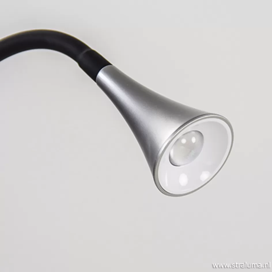 Bedlampjes | Bureaulampen>Straluma LED klemlamp/klemspot zwart met zilver