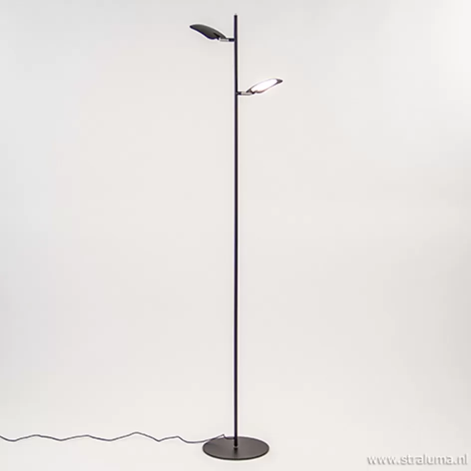 Vloerlampen | Leeslampen>Straluma Leeslamp Raggio 2L zwart 3-step dim