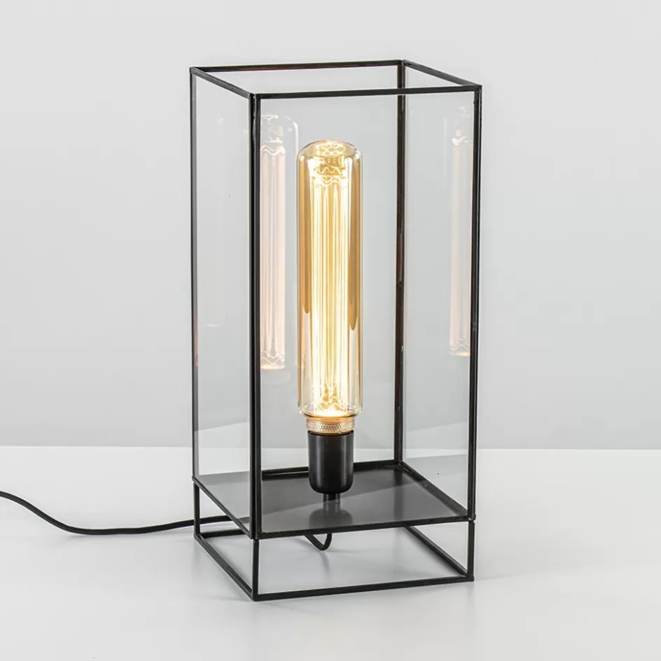 Tafellampen | Light and Living>Straluma Light & Living tafellamp Solas zwart met glas