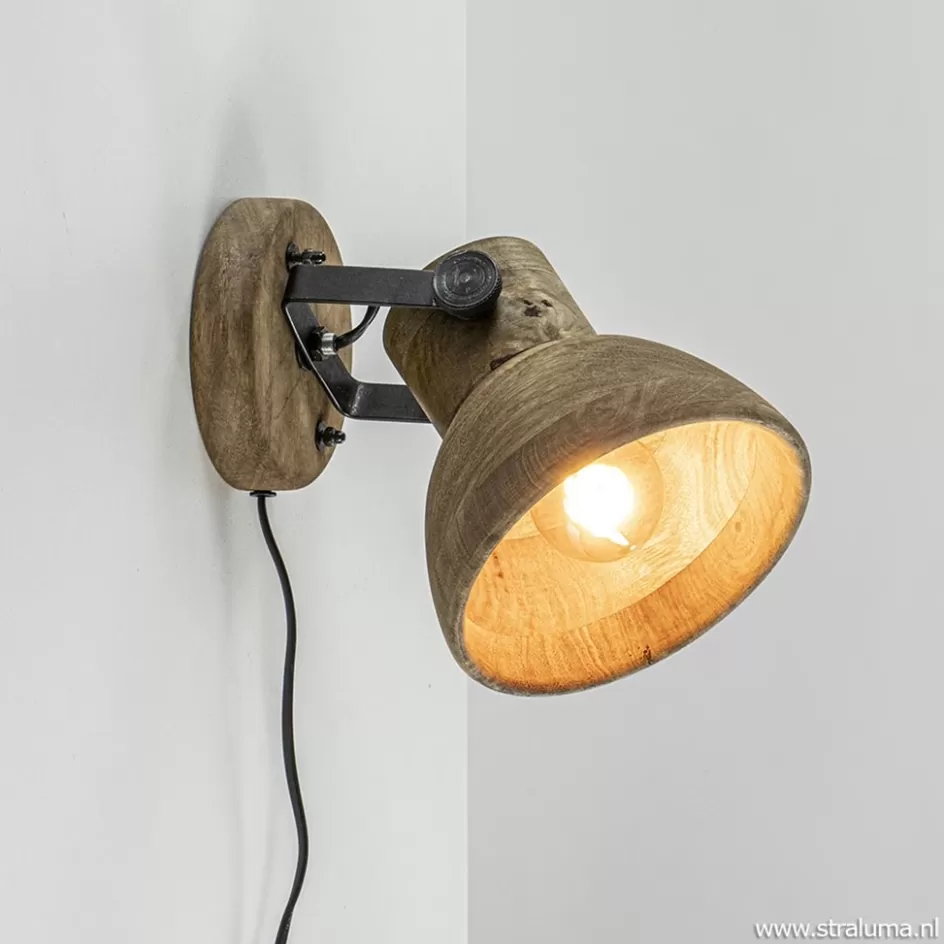 Light and Living | Woonkamerlampen>Straluma Light & Living wandlamp Ilanio hout met metaal