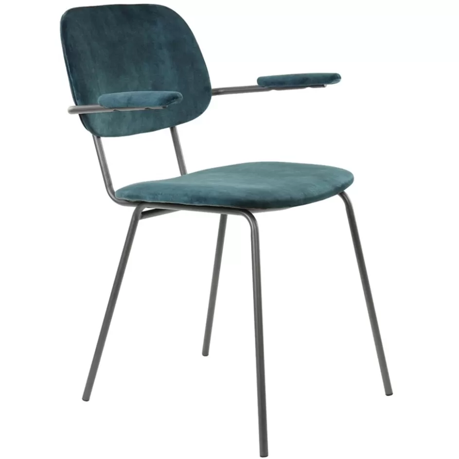 Light and Living | Eetkamerstoelen>Straluma Light and Living eetkamerstoel Emma velvet petrol