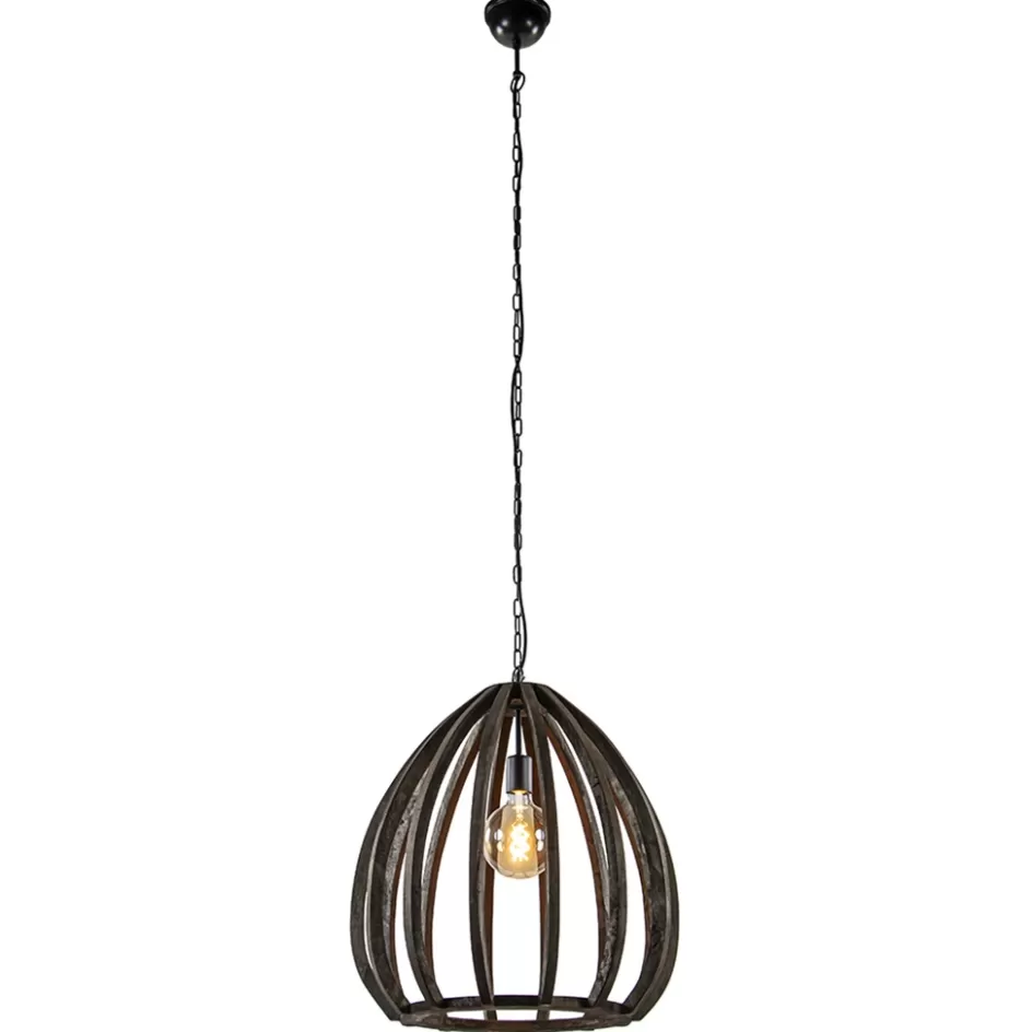 Eettafellampen | Light and Living>Straluma Light and Living hanglamp Barsia wood dark brown