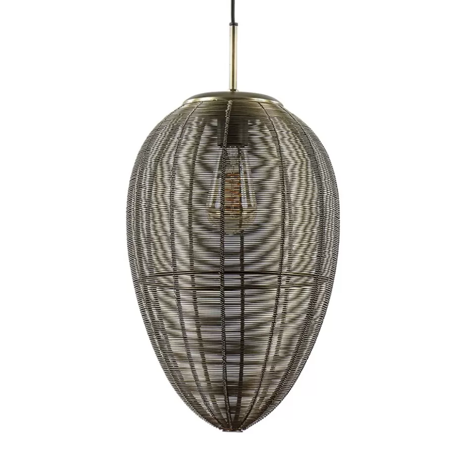 Draadlampen | Light and Living>Straluma Light and Living hanglamp Yaelle antiek brons met zwart