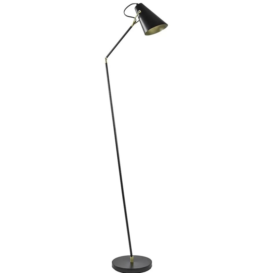 Vloerlampen | Leeslampen>Straluma Light and Living vloerlamp Barre zwart met goud verstelbaar