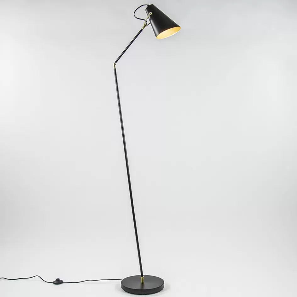 Vloerlampen | Leeslampen>Straluma Light and Living vloerlamp Barre zwart met goud verstelbaar