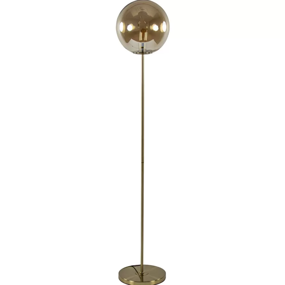 Vloerlampen | Light and Living>Straluma Light and Living vloerlamp Medina goud met amber glas