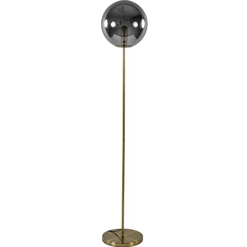 Vloerlampen | Light and Living>Straluma Light and Living vloerlamp Medina goud met smoke glas