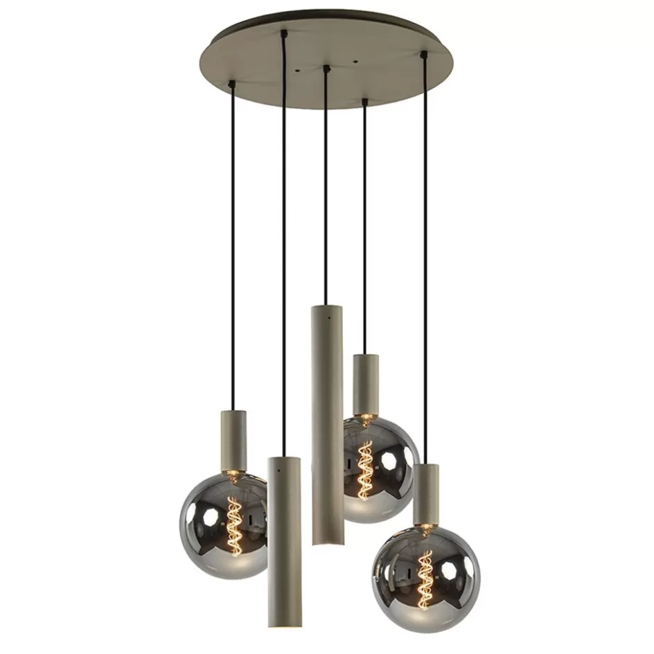 Hanglampen | Eettafellampen>Straluma Luxe hanglamp 5-lichts rond quartz