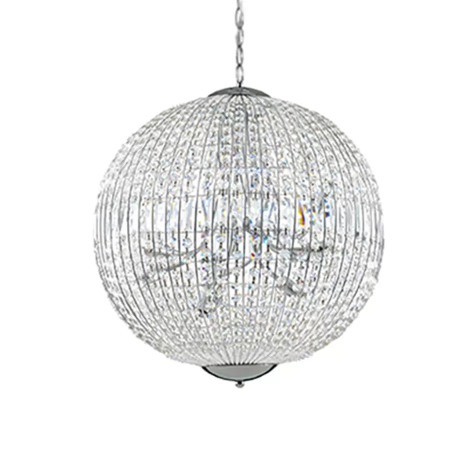 Eettafellampen | Woonkamerlampen>Straluma Luxe ronde hanglamp kristal met chroom