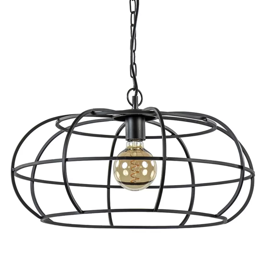 Eettafellampen | Light and Living>Straluma Mat zwart metalen hanglamp Imelda Light and Living