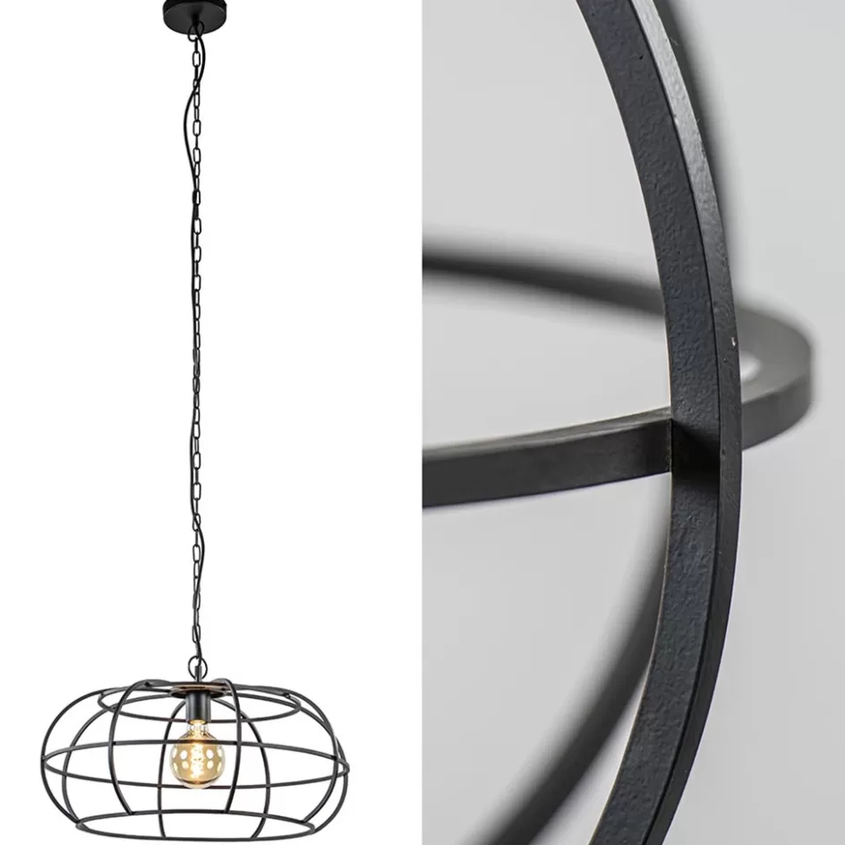 Eettafellampen | Light and Living>Straluma Mat zwart metalen hanglamp Imelda Light and Living