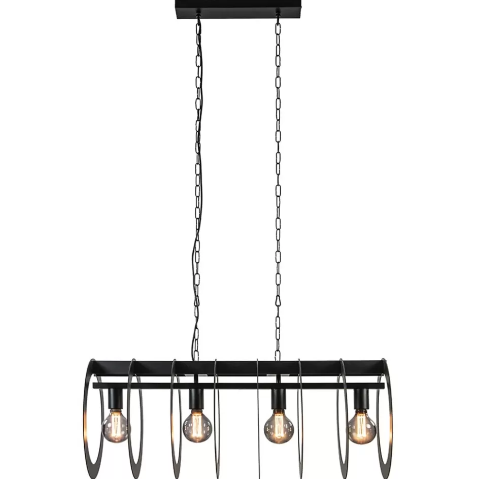 Eettafellampen | Keukenverlichting>Straluma Mat zwart metalen hanglamp Rings