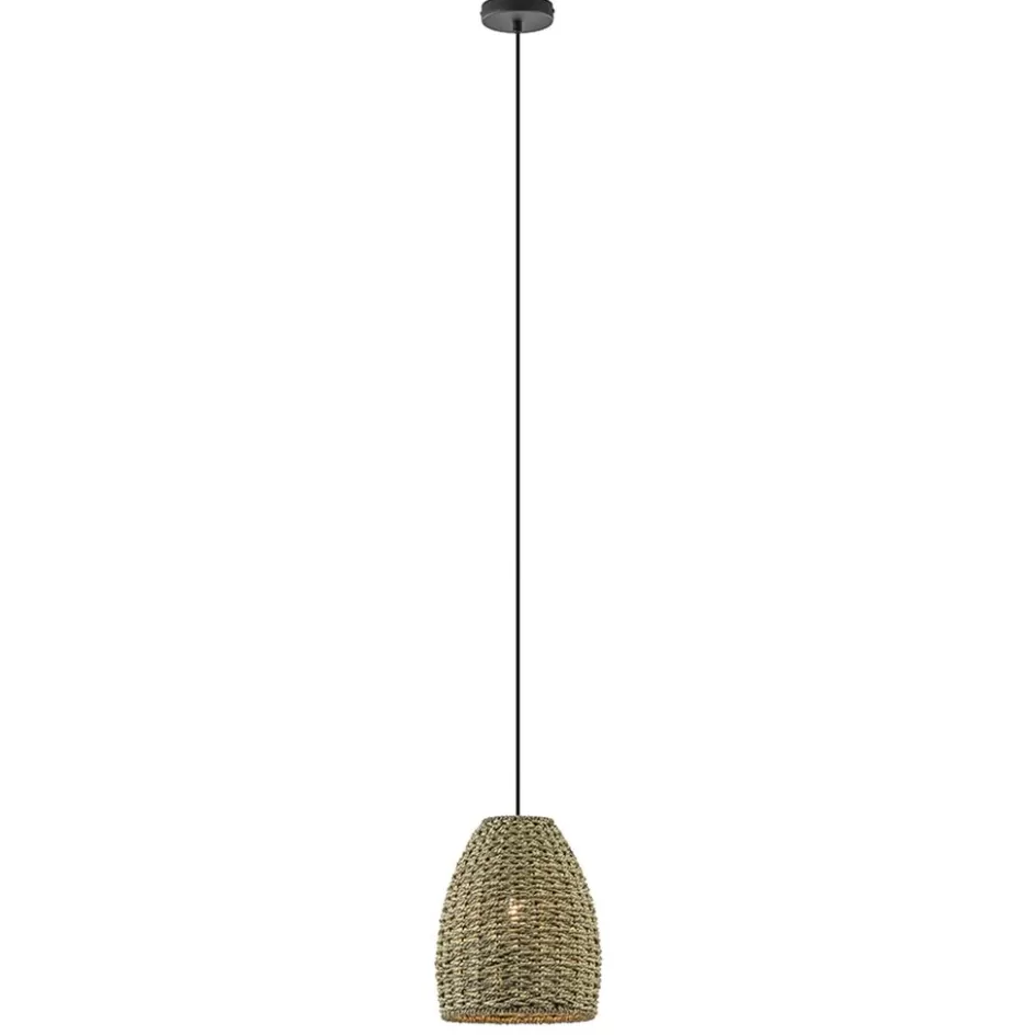 Hanglampen | Beach Verlichting>Straluma Mat zwarte hanglamp met touw