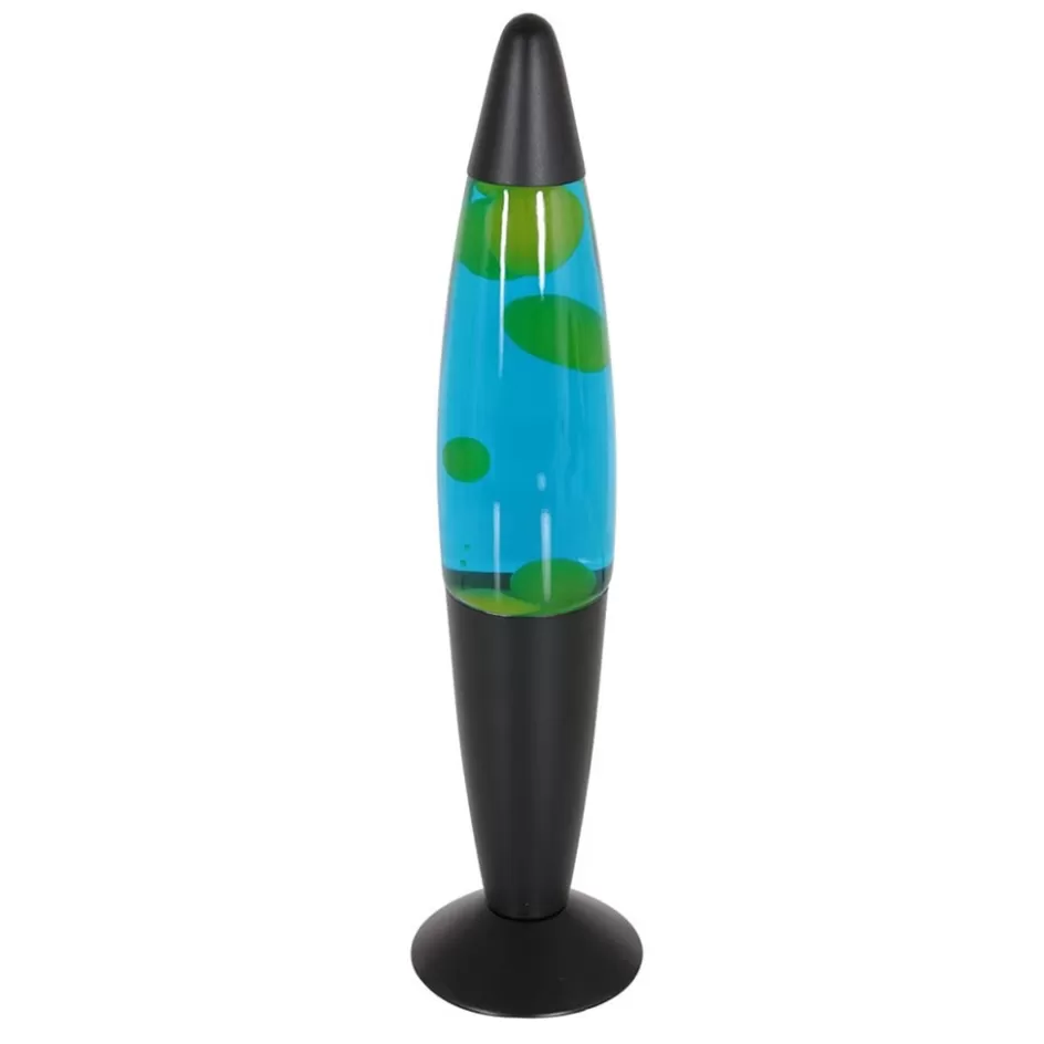 Tienerkamerlampen | Kinderkamerverlichting>Straluma Mat zwarte lavalamp met blauw water en groene vlekken