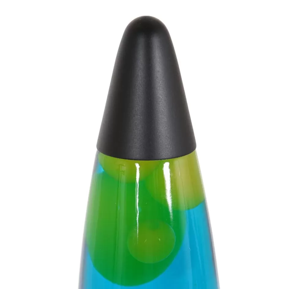 Tienerkamerlampen | Kinderkamerverlichting>Straluma Mat zwarte lavalamp met blauw water en groene vlekken