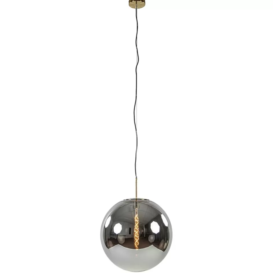 Light and Living | Eetkamerverlichting>Straluma Medina hanglamp bol XL smoke glas met brons