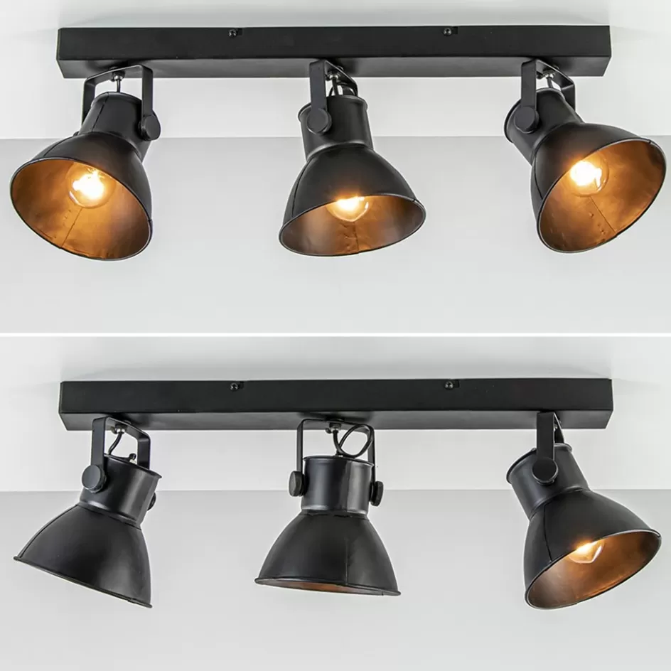 Light and Living | Keukenverlichting>Straluma Metalen 3-lichts plafondlamp ELiano mat zwart